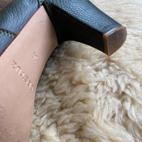 Green Leather Boots by Gestuz, Western Cowboy Heeled Size 39 - Picture 5 of 13